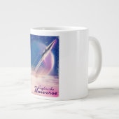 宇宙を探索 ビンテージ宇宙ポスター ジャンボコーヒーマグカップ (正面右)
