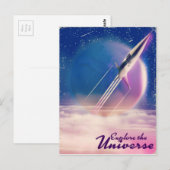 宇宙を探索 ビンテージ宇宙ポスター ポストカード (正面/裏面)