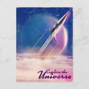 宇宙を探索 ビンテージ宇宙ポスター ポストカード