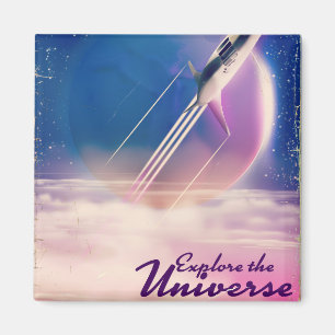 宇宙を探索 ビンテージ宇宙ポスター マグネット