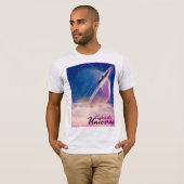 宇宙を探索 ビンテージ宇宙ポスター Tシャツ (正面フル)