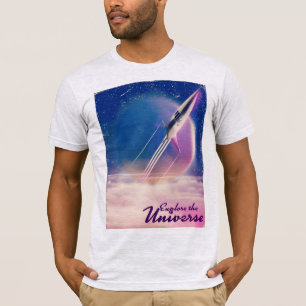 宇宙を探索 ビンテージ宇宙ポスター Tシャツ