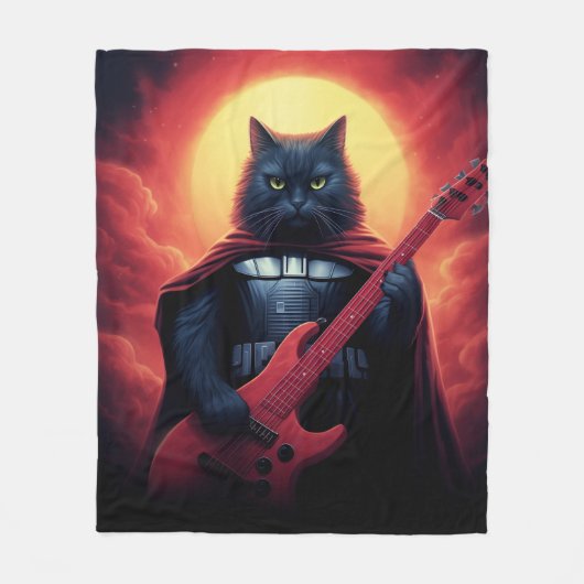 宇宙を揺るがすリフ | 銀河猫の主 フリースブランケット (正面)
