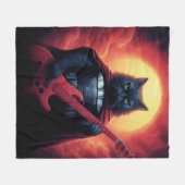 宇宙を揺るがすリフ | 銀河猫の主 フリースブランケット (正面(横))