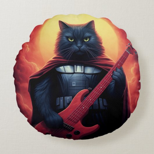宇宙を揺るがすリフ | 銀河猫の主 ラウンドクッション (正面)