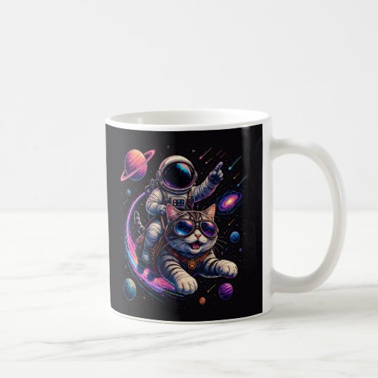 宇宙を旅する宇宙飛行士猫 コーヒーマグカップ (右)