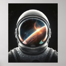 宇宙を映す宇宙飛行士のヘルメット