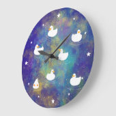 宇宙を泳ぐアヒル ラージ壁時計 (傾斜)