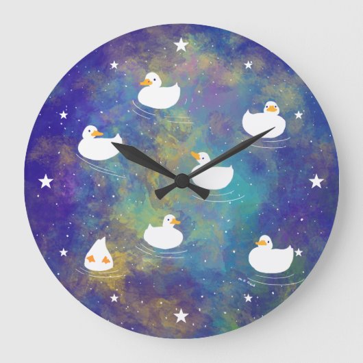 宇宙を泳ぐアヒル ラージ壁時計 (正面)