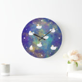 宇宙を泳ぐアヒル ラージ壁時計 (ホーム)