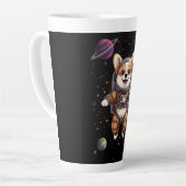 宇宙を漂うかわいいコーギー宇宙飛行士 カフェラテマグ (左アングル)