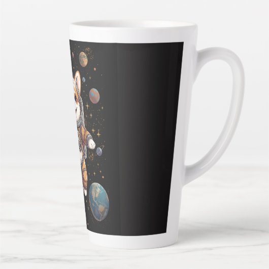 宇宙を漂うかわいいコーギー宇宙飛行士 カフェラテマグ (右)