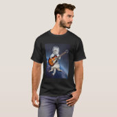 宇宙を漂うギターを弾く宇宙飛行士猫 Tシャツ (正面フル)