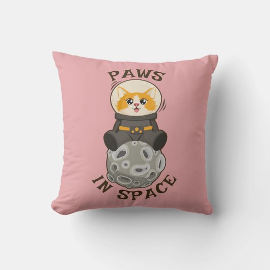 宇宙を漂うクールな猫 宇宙飛行士の猫 月をバックに クッション (正面)