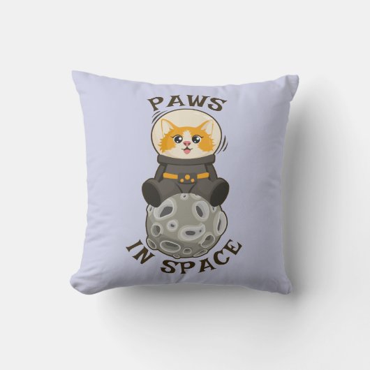 宇宙を漂うクールな猫 宇宙飛行士の猫 月 クッション (正面)