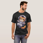 宇宙を漂うスペースキャット Tシャツ (正面フル)