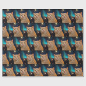 宇宙を見ている猫 ラッピングペーパー (フラット)