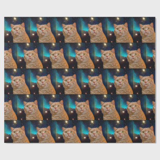 宇宙を見ている猫 ラッピングペーパー (フラット)