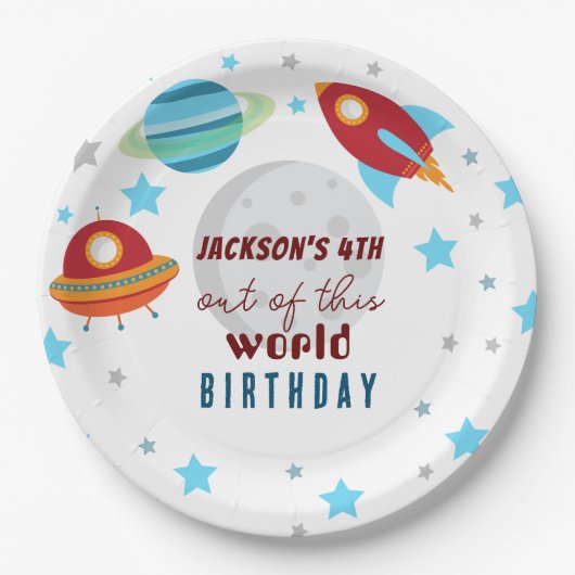 宇宙を超えたとびきりの4歳の誕生日 ペーパープレート (正面)
