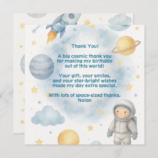 宇宙を超えたコズミックキッズ | スペースパーティー - サンキューカード (正面/裏面)