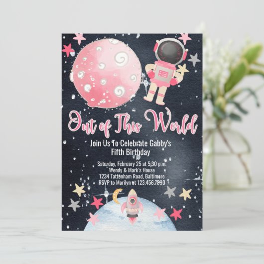 宇宙を超えたスペースアスリートの女の子の招待状 招待状 (スタンド正面)
