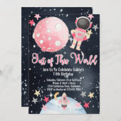 宇宙を超えたスペースアスリートの女の子の招待状 招待状 (正面/裏面)