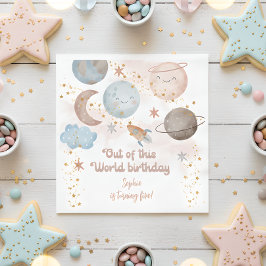 宇宙を超えたスペースアドベンチャー子供の誕生日 スタンダードランチョンナプキン