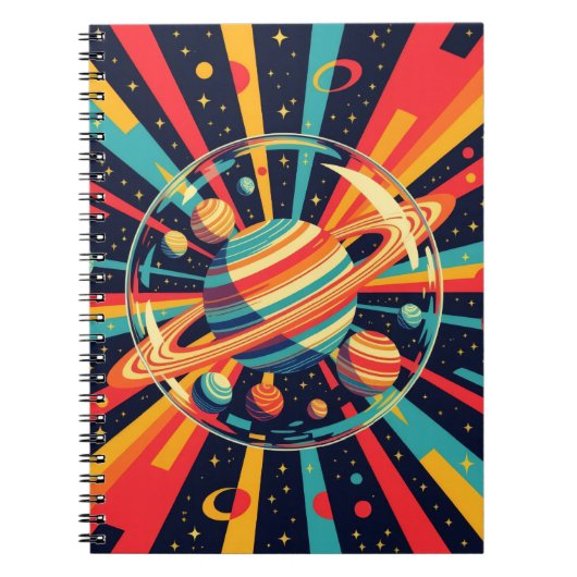 宇宙を超えたリング状の惑星 ノートブック (正面)
