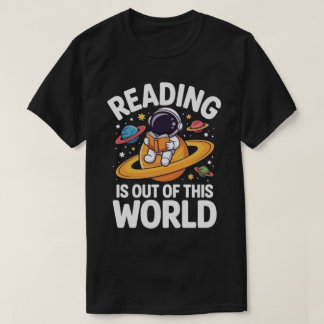 宇宙を飛び出す読書大好き宇宙飛行士 Tシャツ