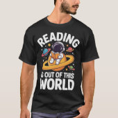 宇宙を飛び出す読書大好き宇宙飛行士 Tシャツ (正面)