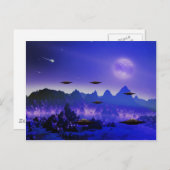 宇宙を飛行するUFO物体 ポストカード (正面/裏面)