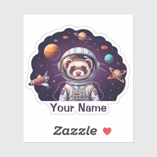 宇宙を駆けるかわいいフェレット宇宙飛行士 シール (シート)