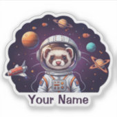宇宙を駆けるかわいいフェレット宇宙飛行士 シール (正面)