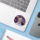 宇宙を駆けるかわいいフェレット宇宙飛行士 シール (ノートパソコンとiPhone)