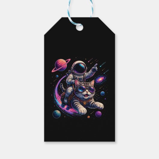 宇宙を駆ける宇宙飛行士猫 ギフトタグ (正面)