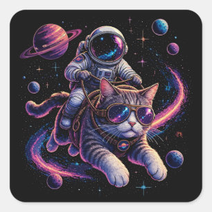 宇宙を駆ける宇宙飛行士猫 スクエアシール