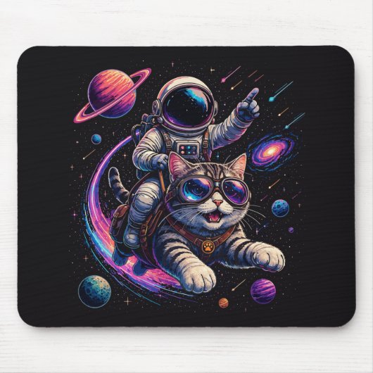 宇宙を駆ける宇宙飛行士猫 マウスパッド (正面)