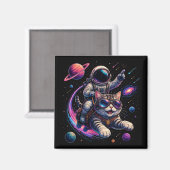 宇宙を駆ける宇宙飛行士猫 マグネット (正面/裏面)