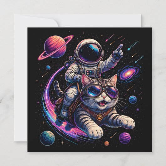 宇宙を駆ける宇宙飛行士猫 招待状 (正面)