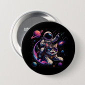 宇宙を駆ける宇宙飛行士猫 缶バッジ (正面&裏面)