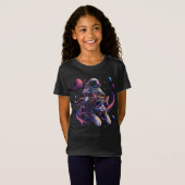 宇宙を駆ける宇宙飛行士猫 Tシャツ (正面フル)