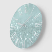 宇宙を高めるティール(緑がかった色)グリッターGray Meta ラージ壁時計 (傾斜)