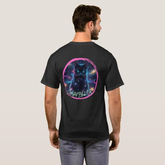 宇宙を黒猫 Tシャツ (裏面フル)