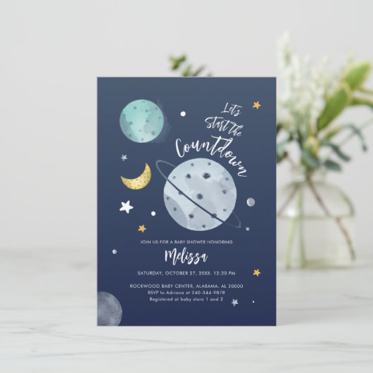 宇宙アウターボーイベビーシャワームーンスターズ 招待状 (スタンド正面)