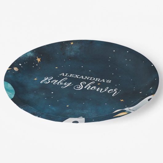 宇宙アウター赤ちゃんシャワー海軍 ペーパープレート (アングル)