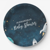 宇宙アウター赤ちゃんシャワー海軍 ペーパープレート (正面)