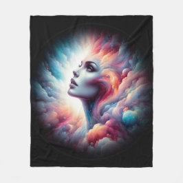 宇宙アウラの髪をした人 フリースブランケット