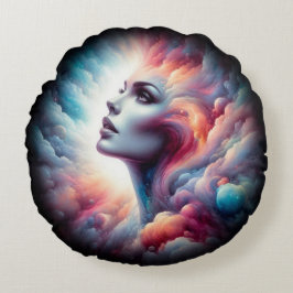 宇宙アウラの髪をした人 ラウンドクッション