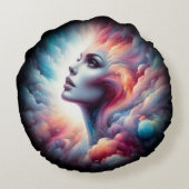 宇宙アウラの髪をした人 ラウンドクッション (裏面)
