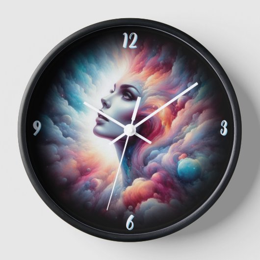 宇宙アウラの髪をした人 壁時計 (正面)